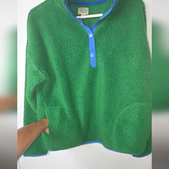 J.Crew Vintage Fleece Pullover Green SMALL - Picture 4 of 4